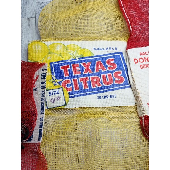 Vintage Lot of 3 Texas Oranges Lemons Mesh Bushel Bags Bag Fruit Donna Citrus - Picture 15 of 16